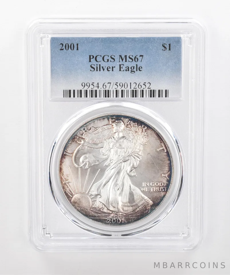 2001 American Silver Eagle MS67 PCGS Beautiful Tone *1532