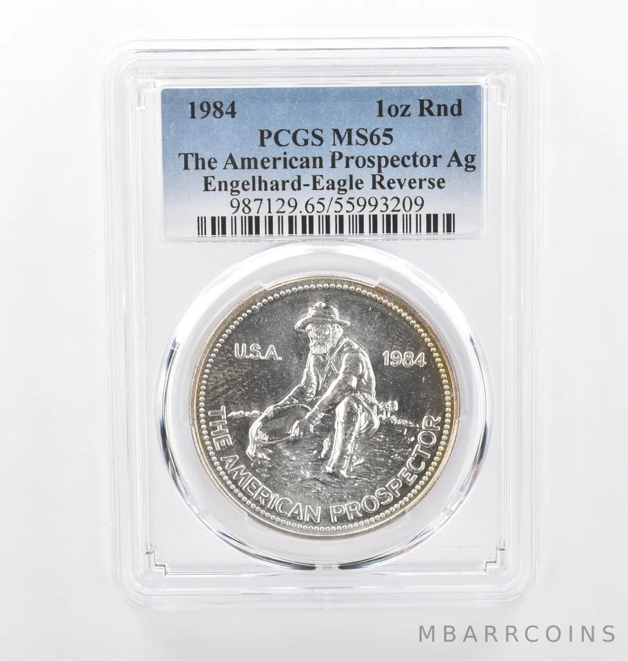 1984 Engelhard Prospector 1 Oz Silver Eagle Reverse MS65 PCGS Nice Tone *2180