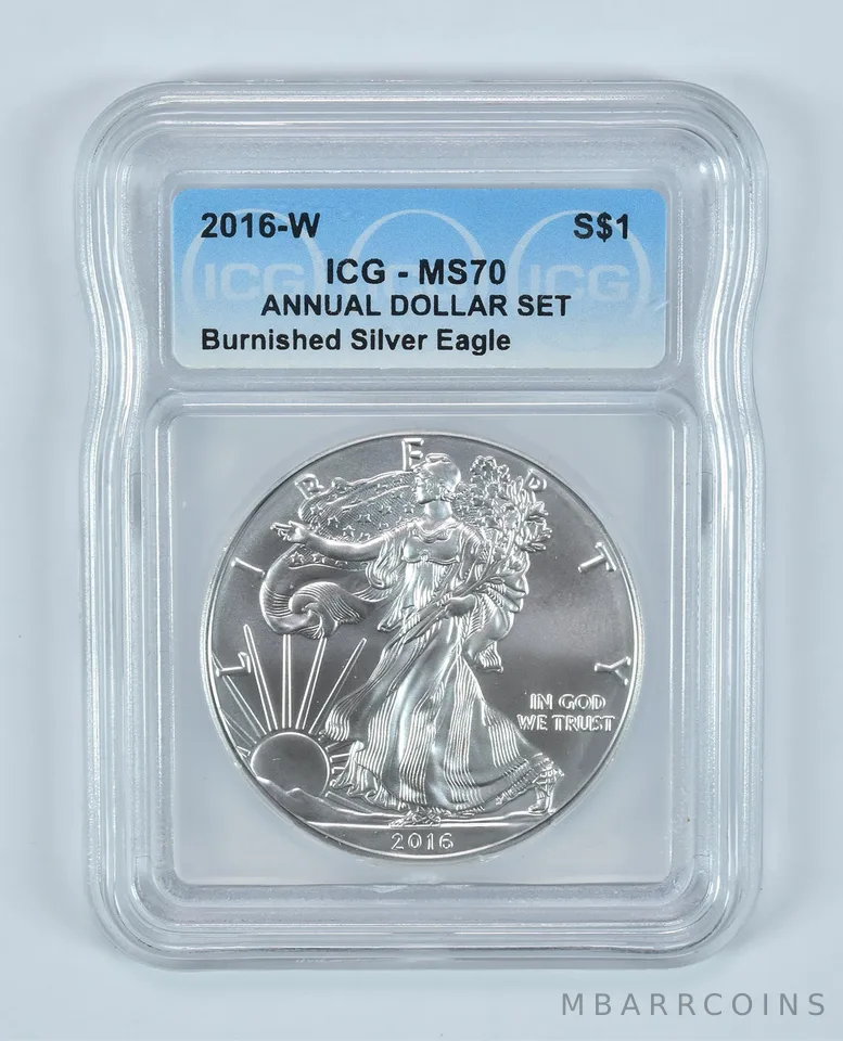 2016-W Burnished Silver Eagle Annual Dollar Set MS70 ICG