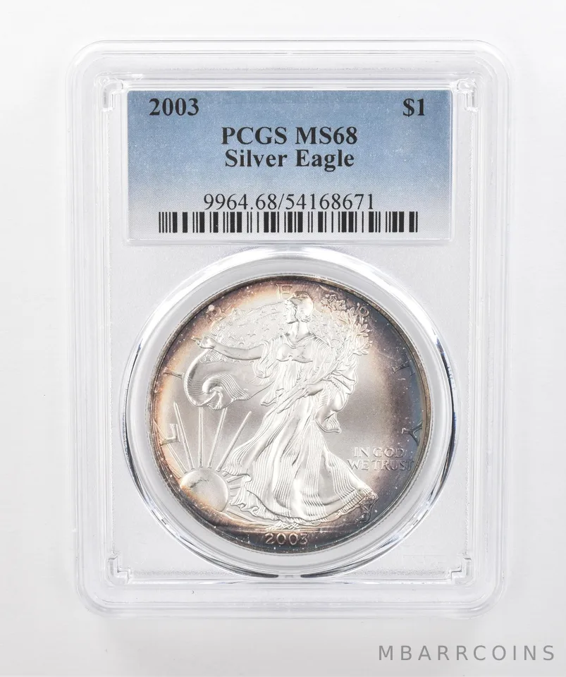 2003 American Silver Eagle MS68 PCGS Beautiful Tone *1517