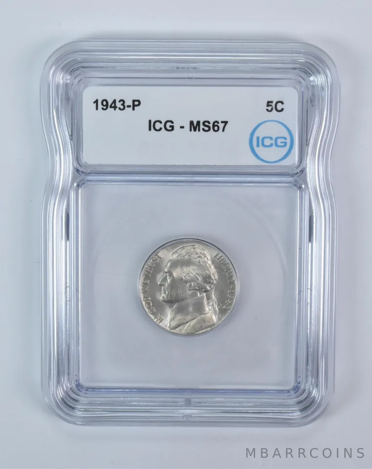 1943-P Jefferson Nickel MS67 ICG WTN War Silver