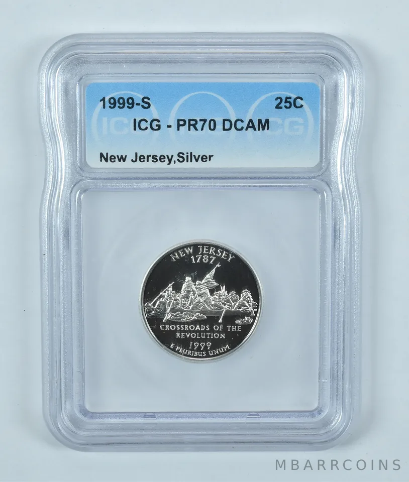 1999-S Washington State Quarter New Jersey Silver PR70 DCAM ICG