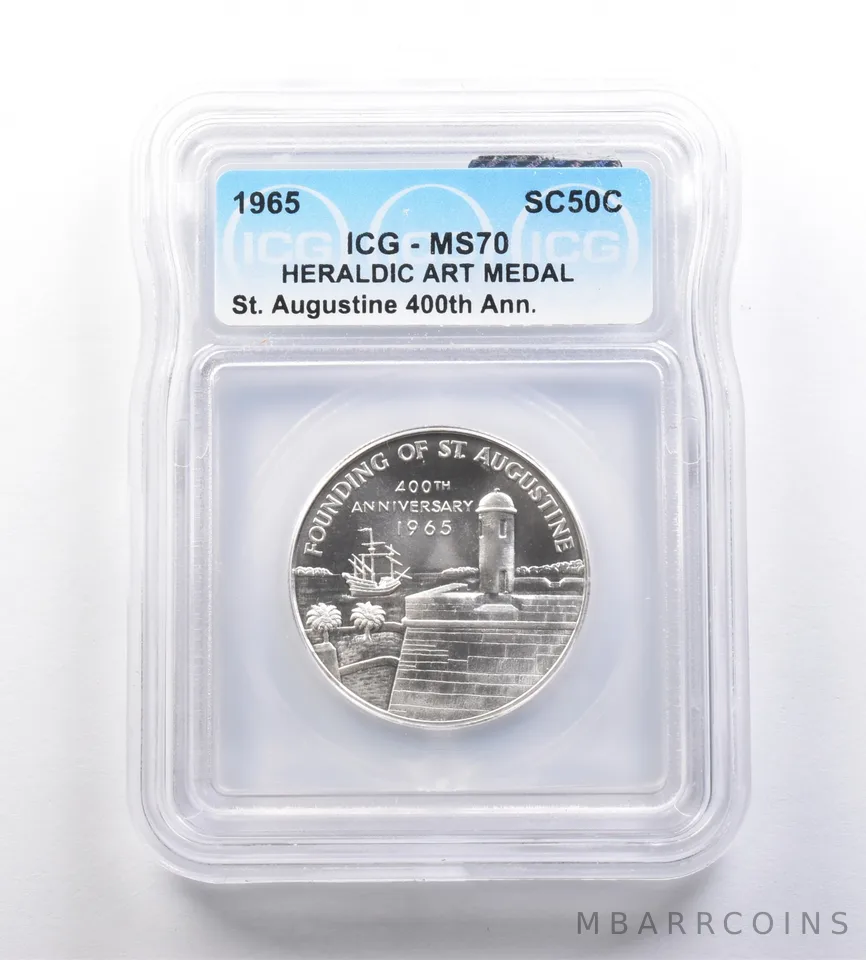 1965 So-Called Half Dollar St Augustine 400th Anniversary MS70 ICG *7197