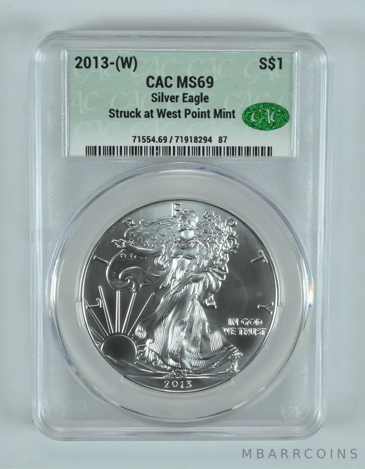 2013-(W) American Silver Eagle Struck At West Point MS69 CAC CACg