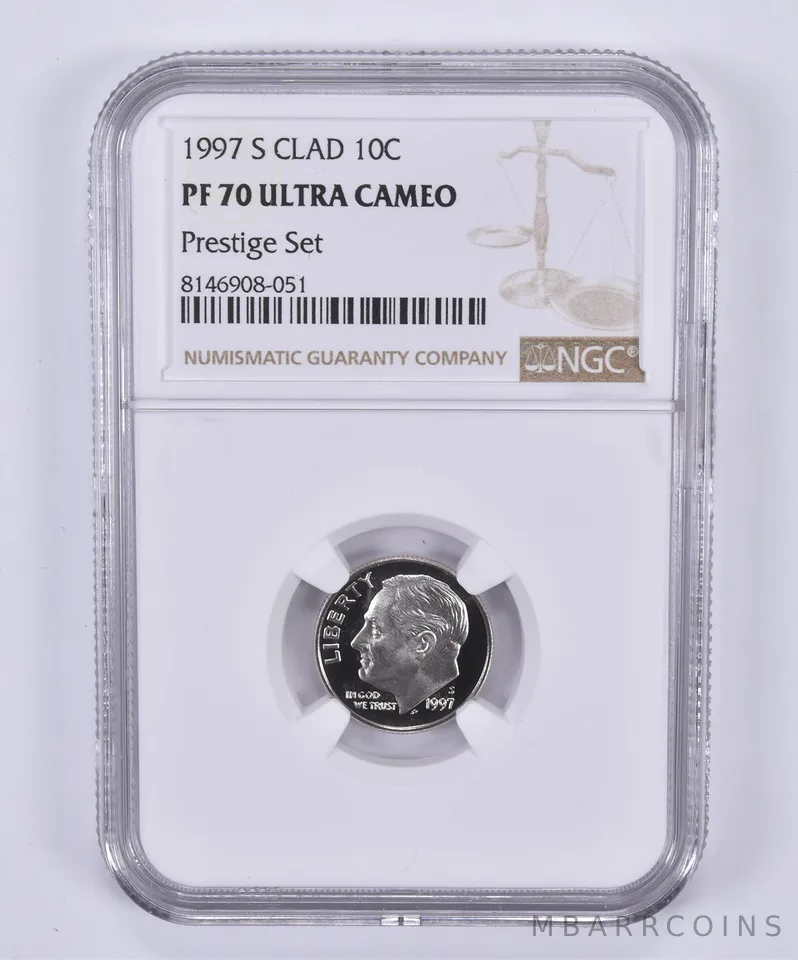 1997-S Roosevelt Dime CLAD Prestige Set PF70 UCAM NGC Brown Label