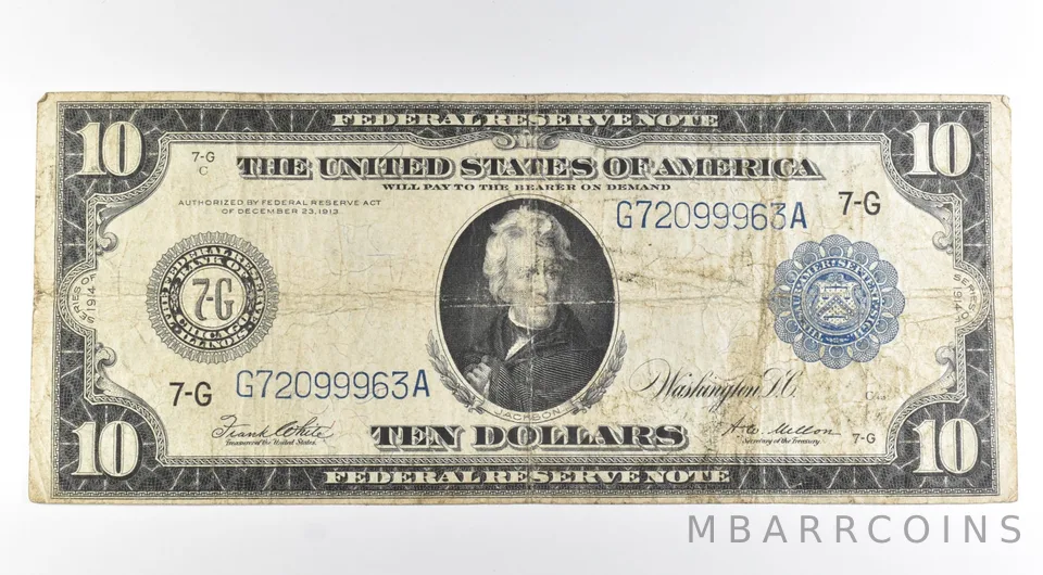 1914 $10 US FRN Large Note Blue Seal FR#930A *8483