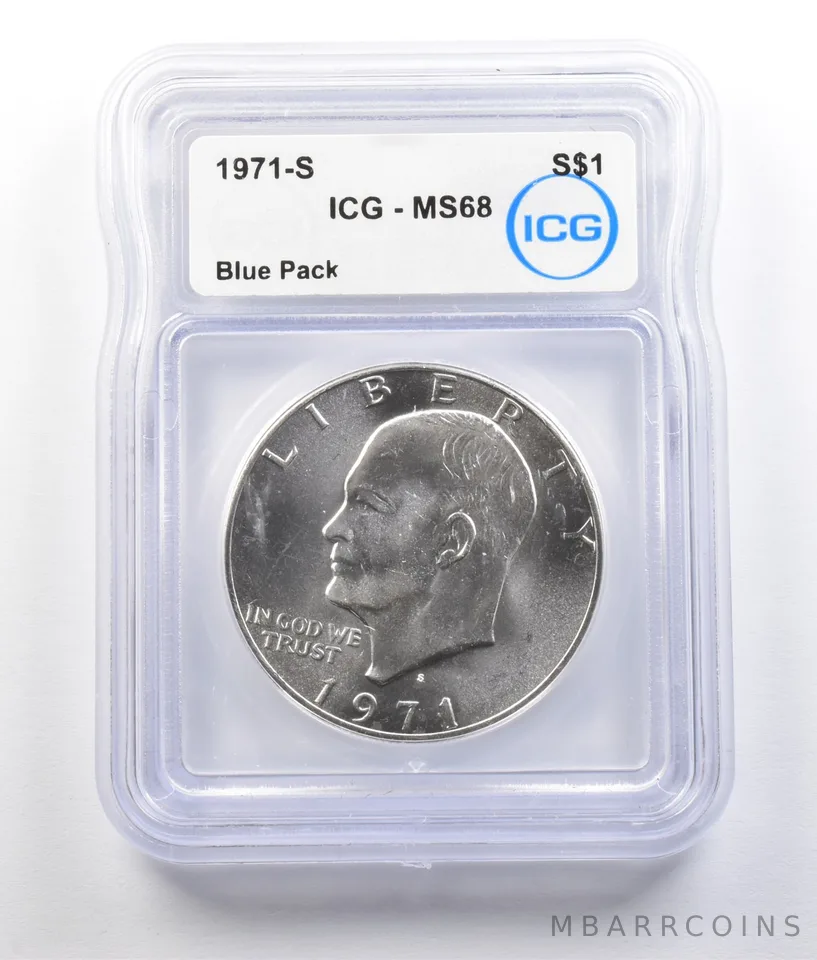 1971-S Eisenhower Silver Dollar Blue Pack MS68 ICG *9338