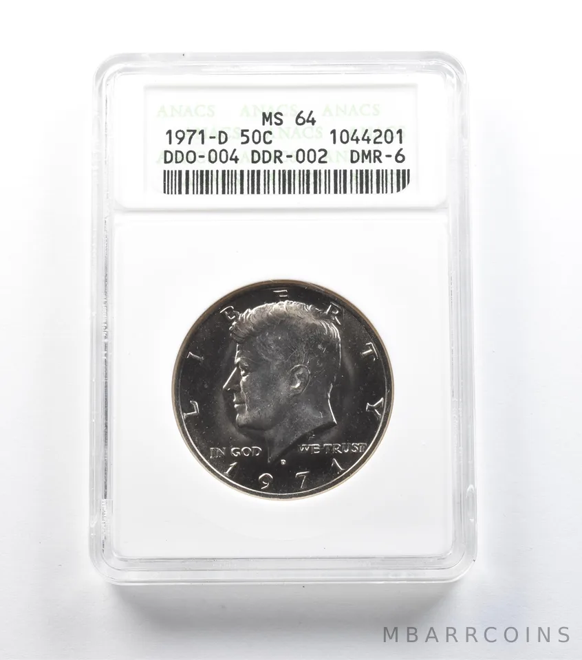 1971-D Kennedy Half Dollar DDO-004 DDR-002 DMR-6 MS64 ANACS *1464