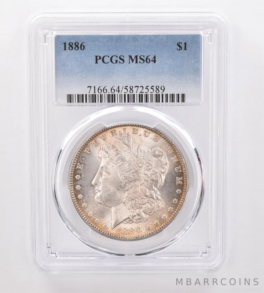 1886 Morgan Silver Dollar MS64 PCGS Beautiful Tone *9992