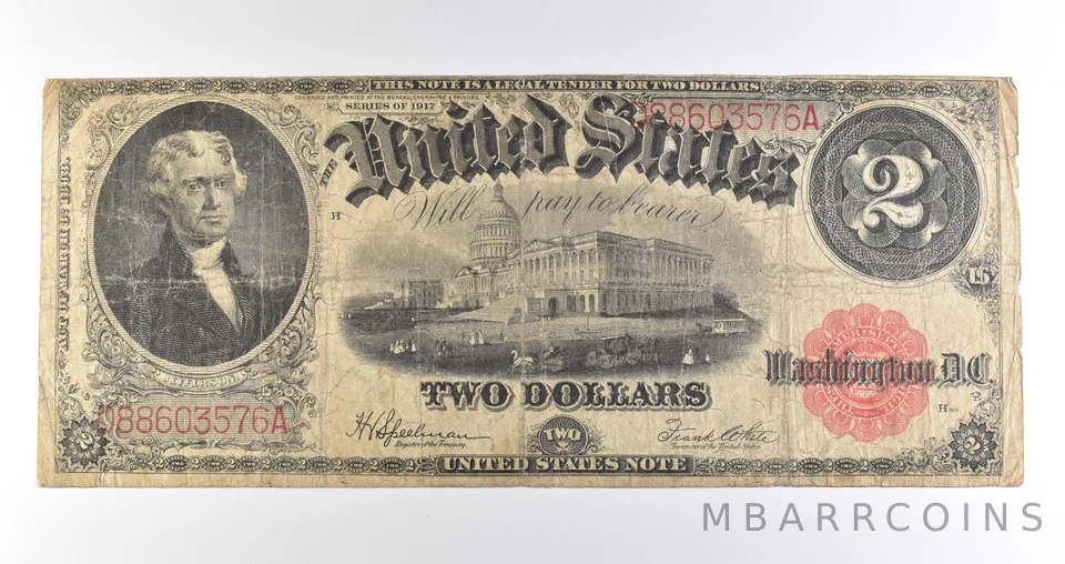 1917 $2 Legal Tender Large Note Red Seal *4564
