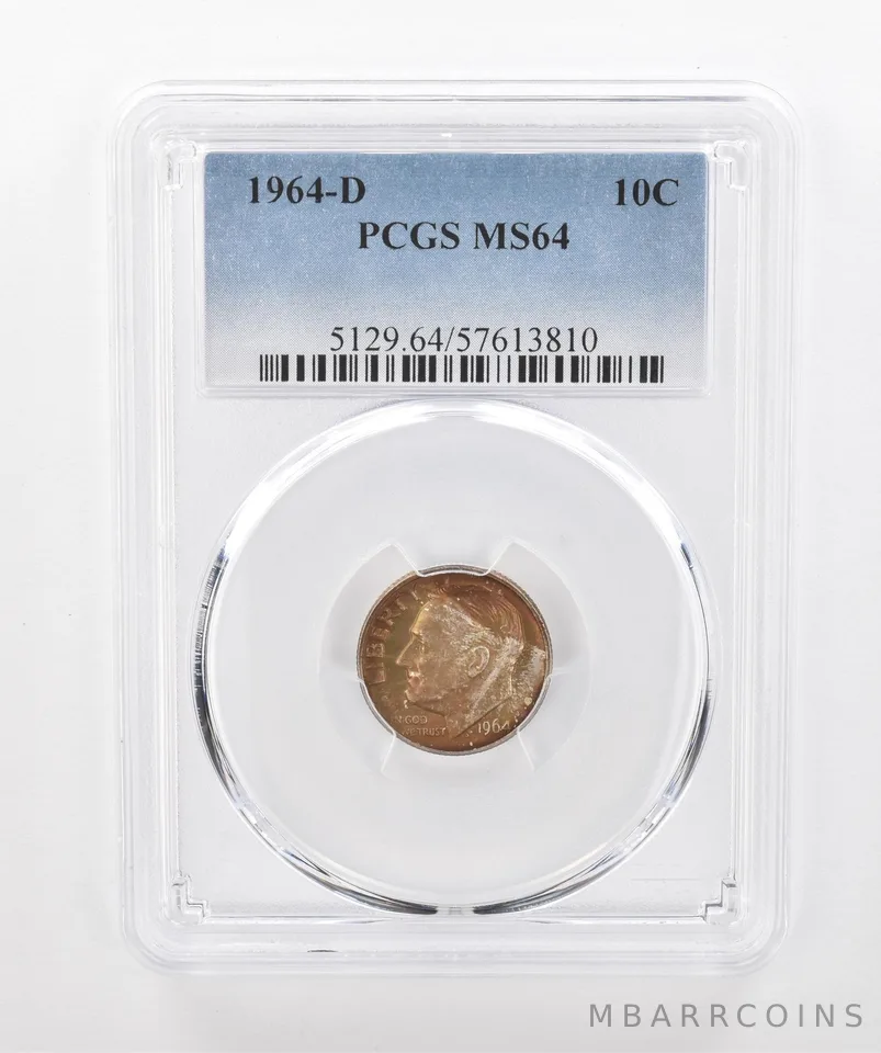 1964-D Roosevelt Dime MS64 PCGS Beautiful Tone *1568