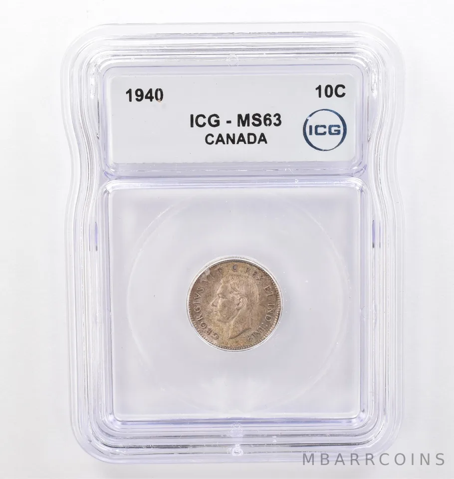 1940 Canada 10 Cents MS63 ICG Beautiful Tone *0121