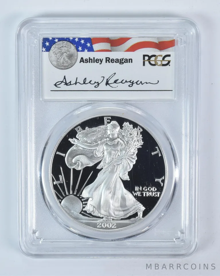 2002-W American Silver Eagle Ashley Reagan Signed PR69 DCAM PCGS