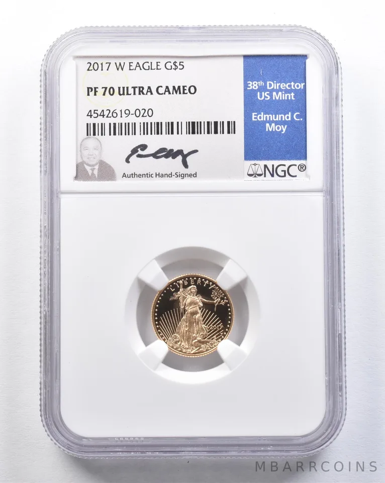 2017-W $5 American Gold Eagle Moy 1/10 Oz Gold PF70 UCAM NGC *2108