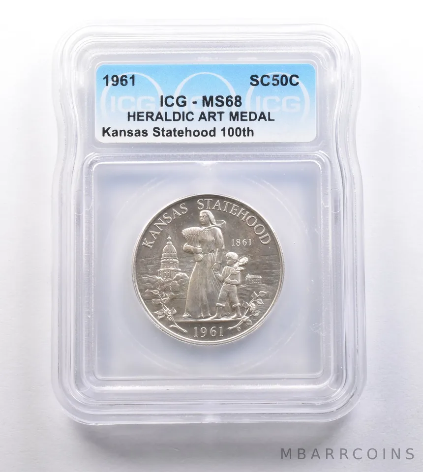 1961 So Called Half Dollar Kansas Statehood 100th MS68 ICG