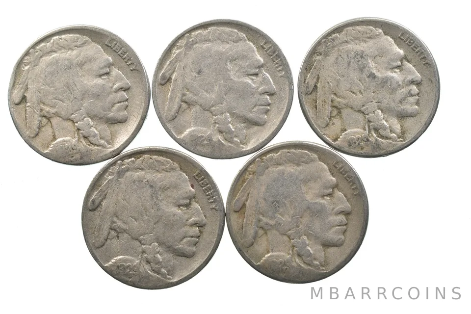 BETTER Lot 1929-S 1929-S 1929-S 1929-S 1929-S Buffalo Nickel Collection *162
