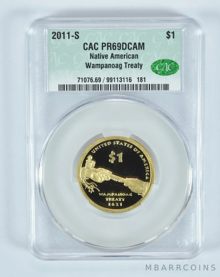 2011-S Sacagawea $1 Native American Wampanoag Treaty PR69 DCAM CAC CACg