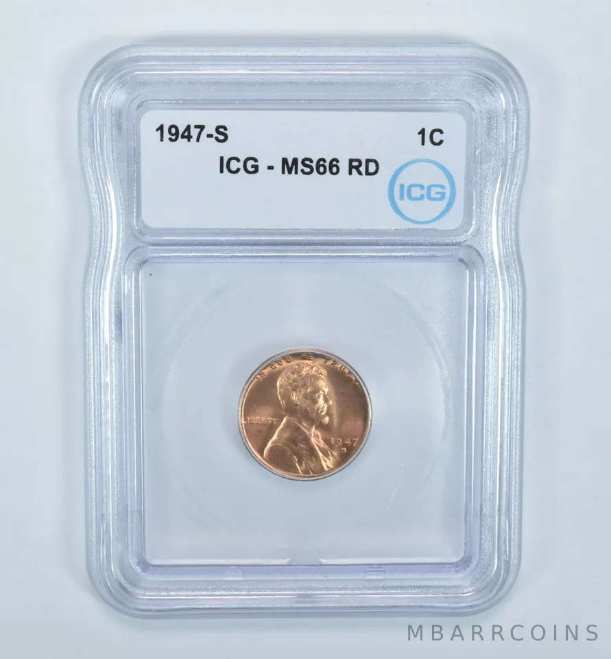 1947-S Lincoln Wheat Cent MS66 RD ICG