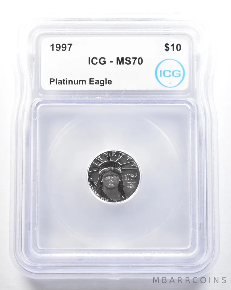 1997 $10 American Platinum Eagle 1/10 Oz Platinum MS70 ICG