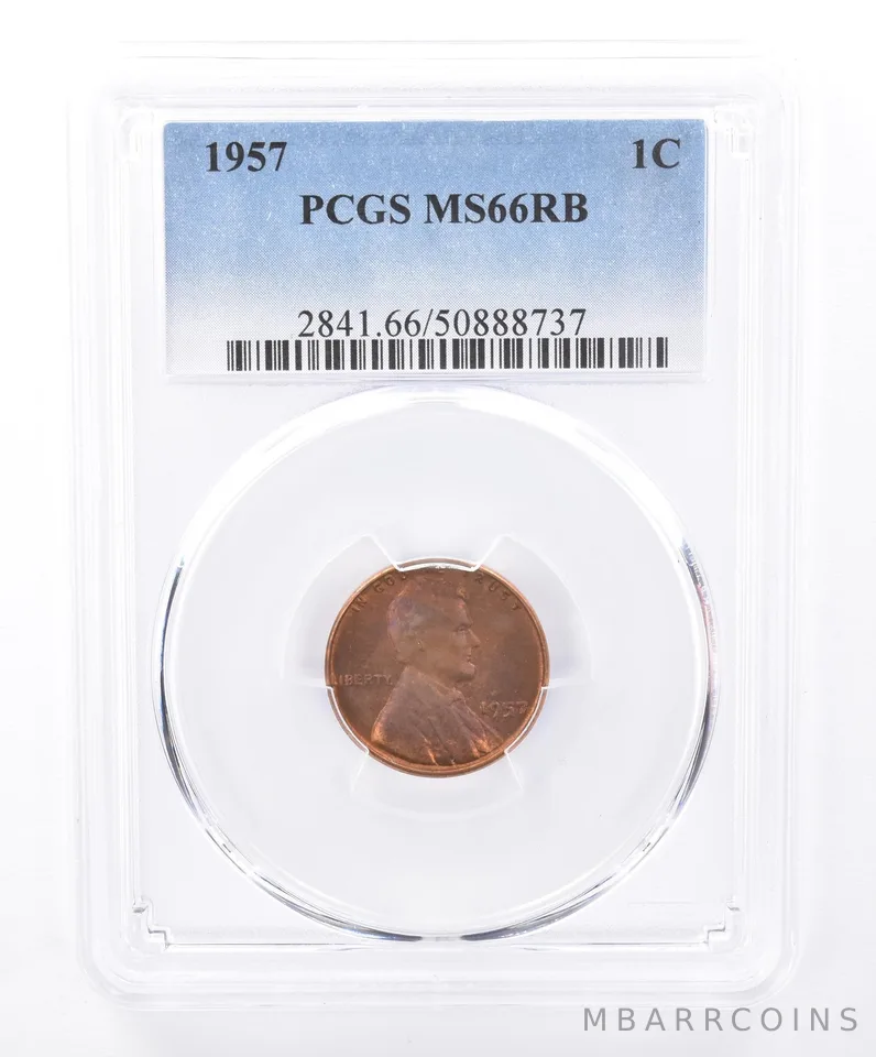 1957 Lincoln Wheat Cent MS66 RB PCGS Beautiful Tone *9321