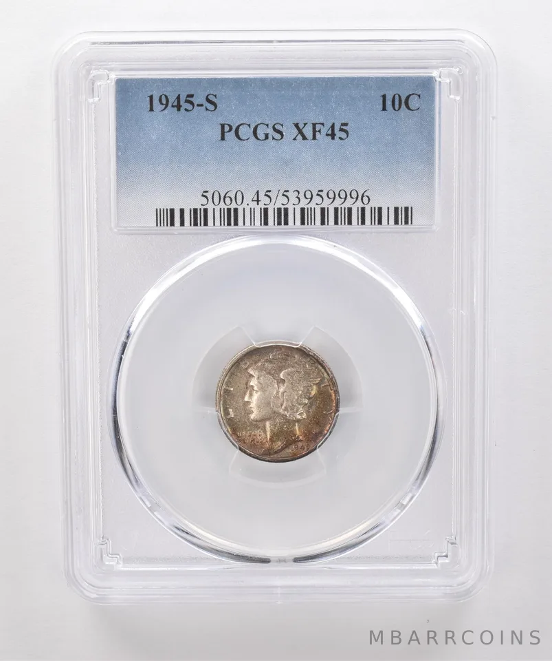 1945-S Mercury Dime XF45 PCGS Beautiful Tone *1835