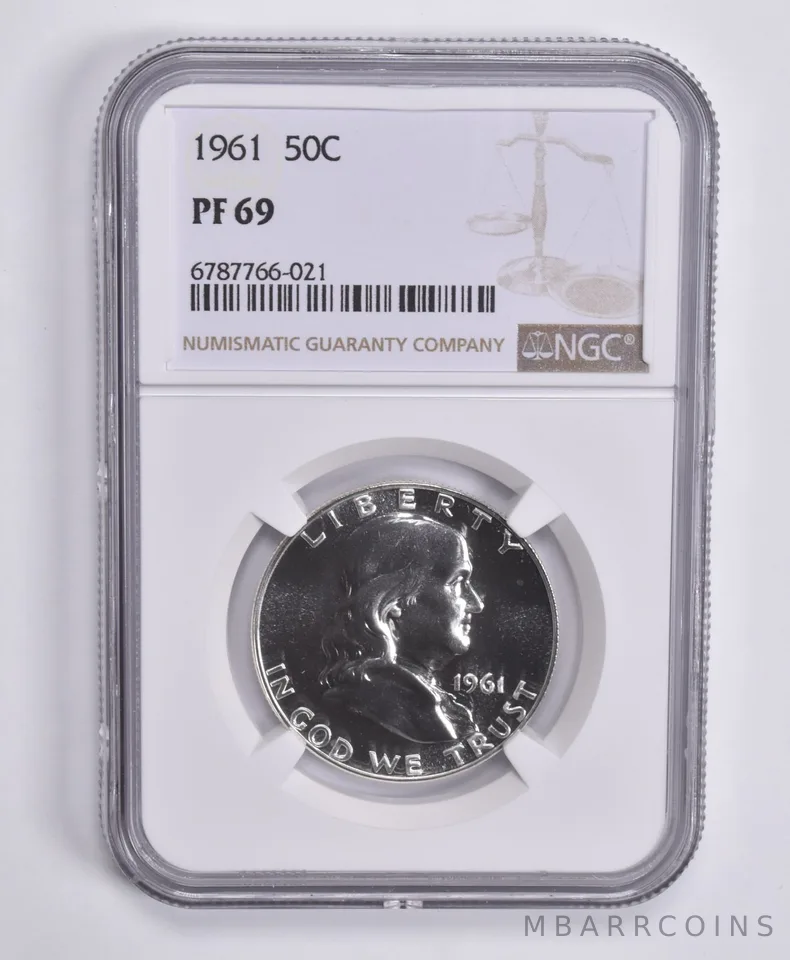 1961 Franklin Half Dollar 50c PF69 NGC Brown Lbl