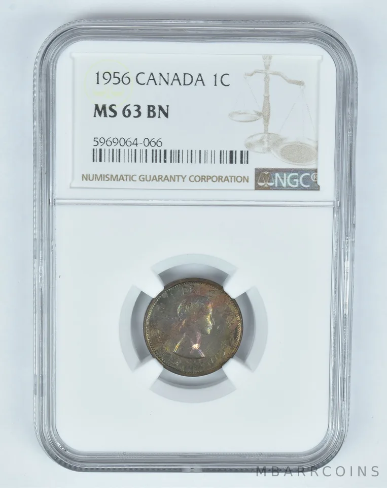 MS63 BN 1956 Canada 1 Cent - Graded NGC Toned! a8947