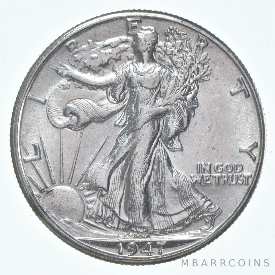 CHAU 1947-D Walking Liberty Half Dollar Choice AU 90% Silver (1pc)