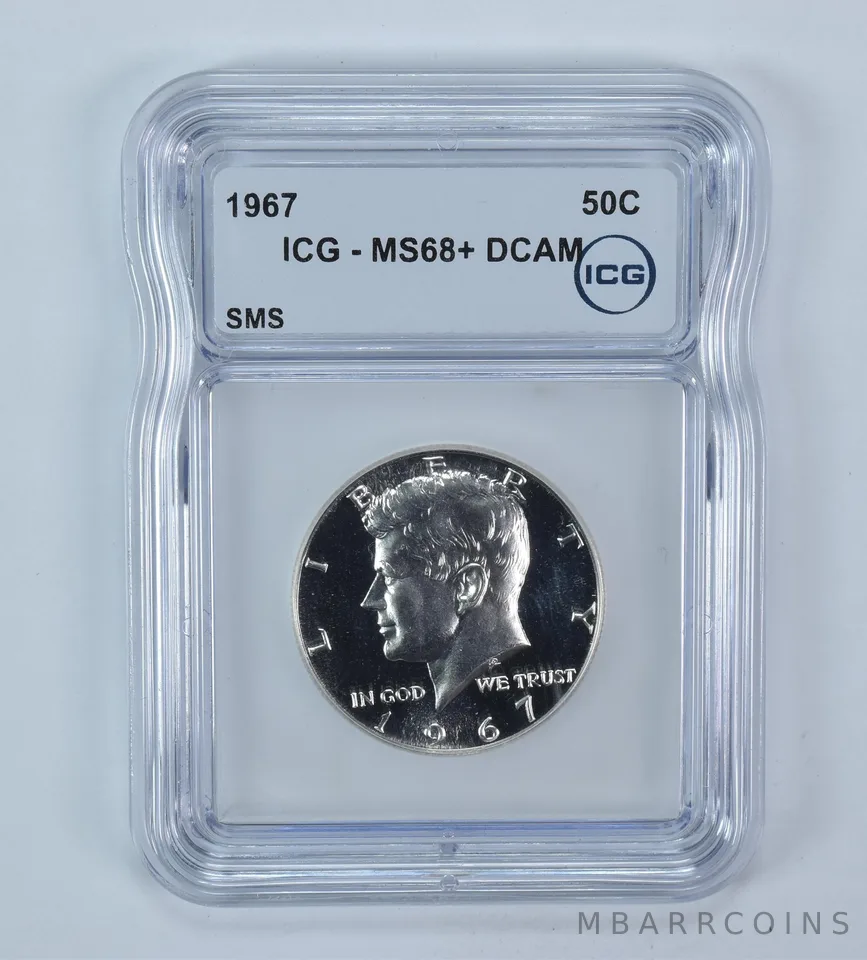 1967 Kennedy Half Dollar SMS MS68+ DCAM ICG