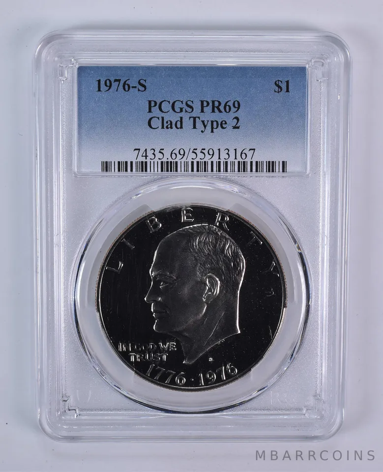 1976-S Eisenhower $1 Type 2 CLAD PR69 PCGS Blue Label