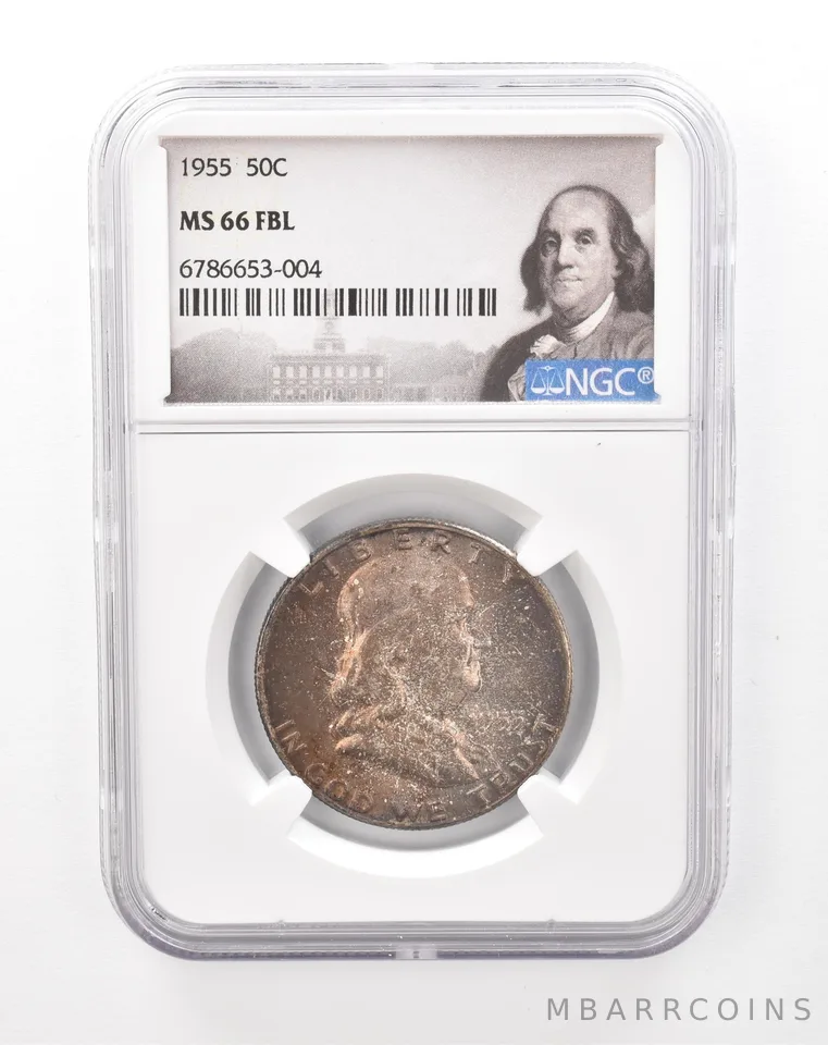 1955 Franklin Half Dollar MS66 FBL NGC Beautiful Tone a6776