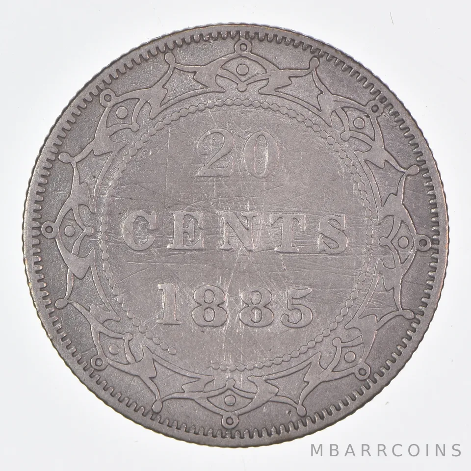 Better Date - 1885 Newfoundland 20 Cents World Coin- Silver *376