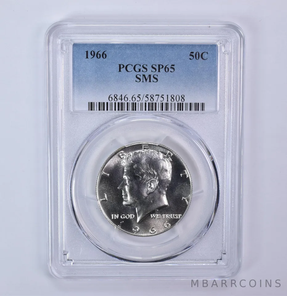 1966 Kennedy Half Dollar SMS SP65 PCGS Blue Label