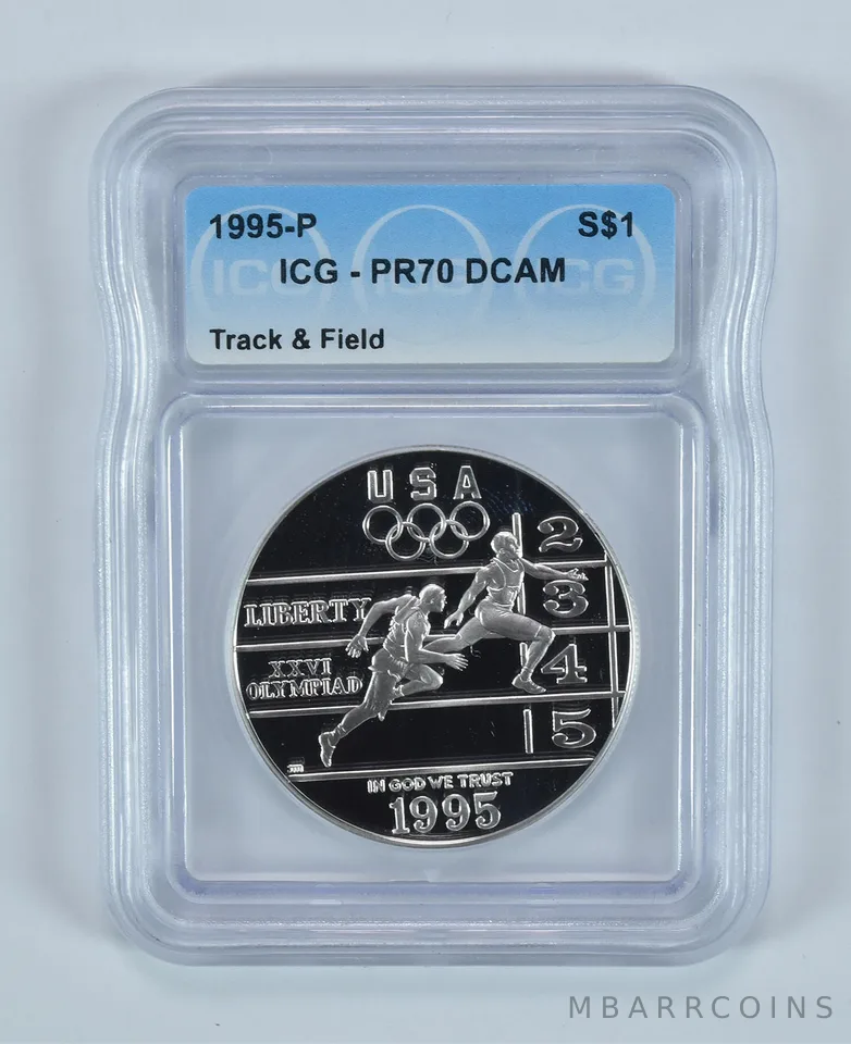 1995-P Olympic Track & Field Commemorative Silver Dollar PR70 DCAM ICG