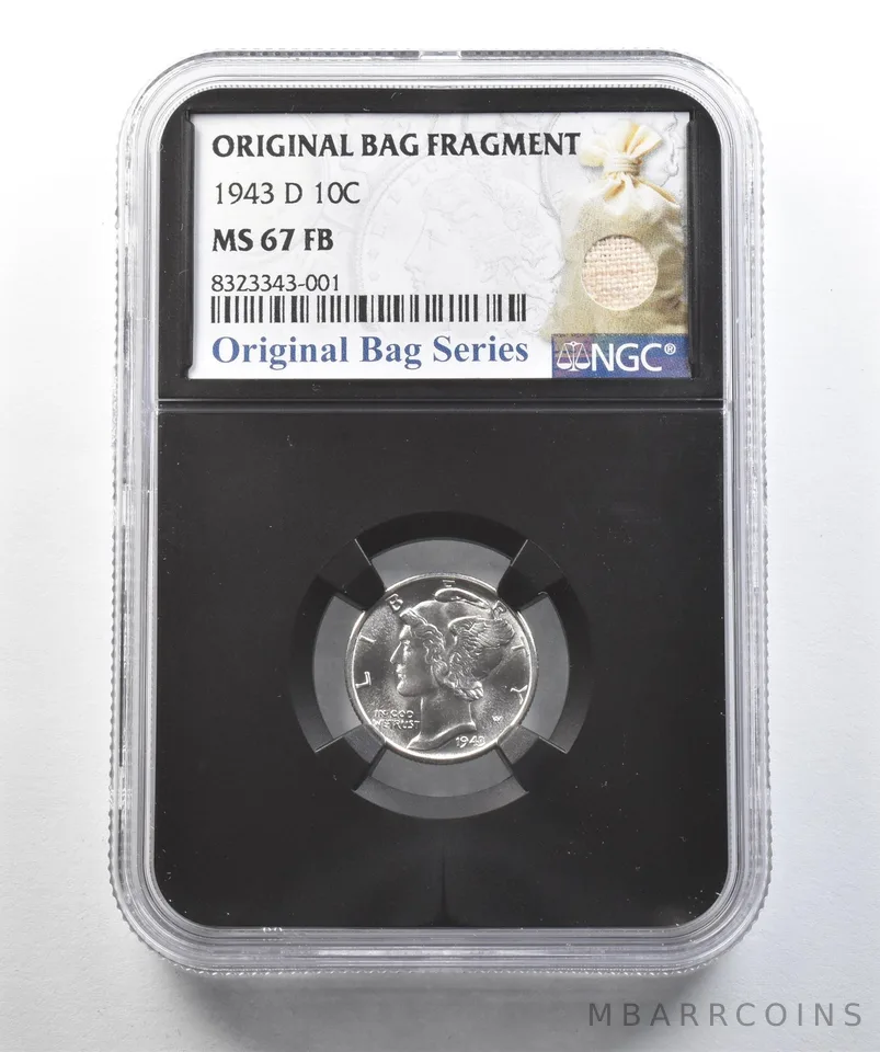 1943-D Mercury Dime Original Bag Fragment MS67 FB NGC *2027