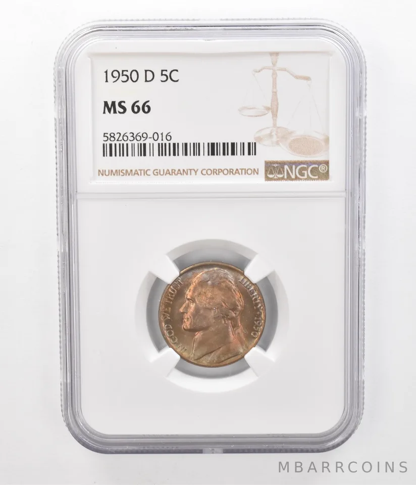 1950-D Jefferson Nickel MS66 NGC Beautiful Tone *2434