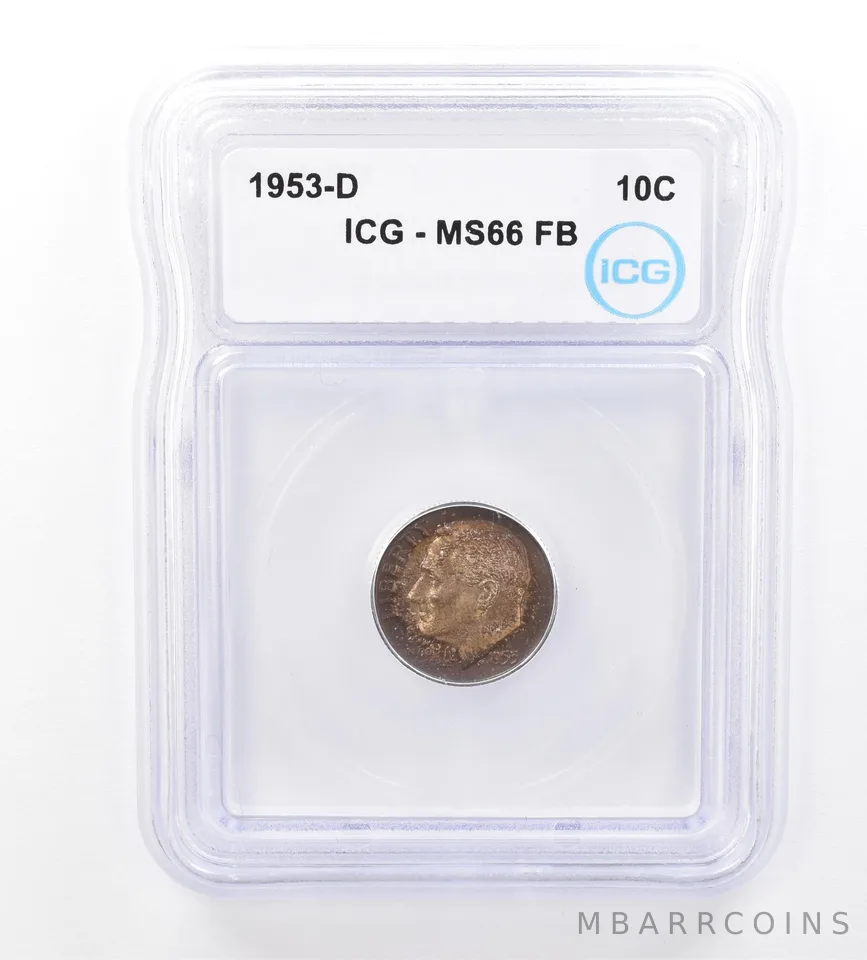 1953-D Roosevelt Dime MS66 FB ICG Beautiful Tone a1593