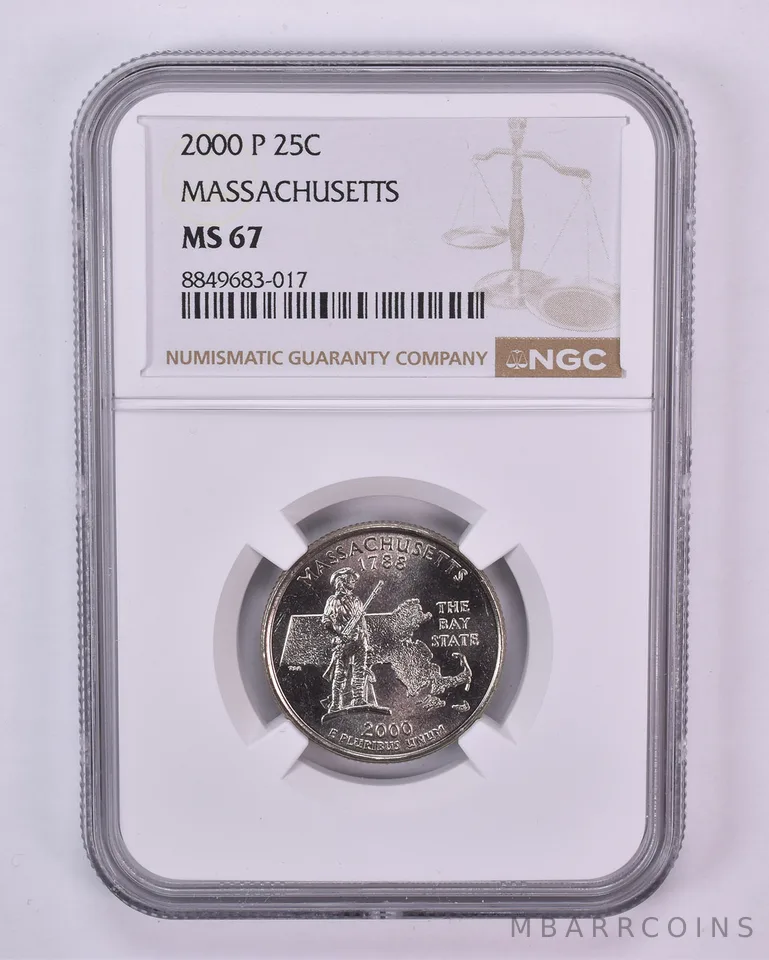 2000-P Washington State Quarter Massachusetts MS67 NGC Brown Label