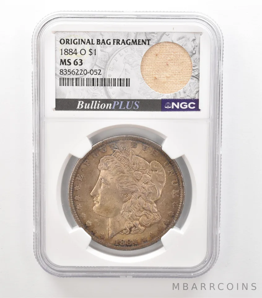1884-O Morgan Silver Dollar Original Bag Fragment MS63 NGC Beautiful Tone a3630