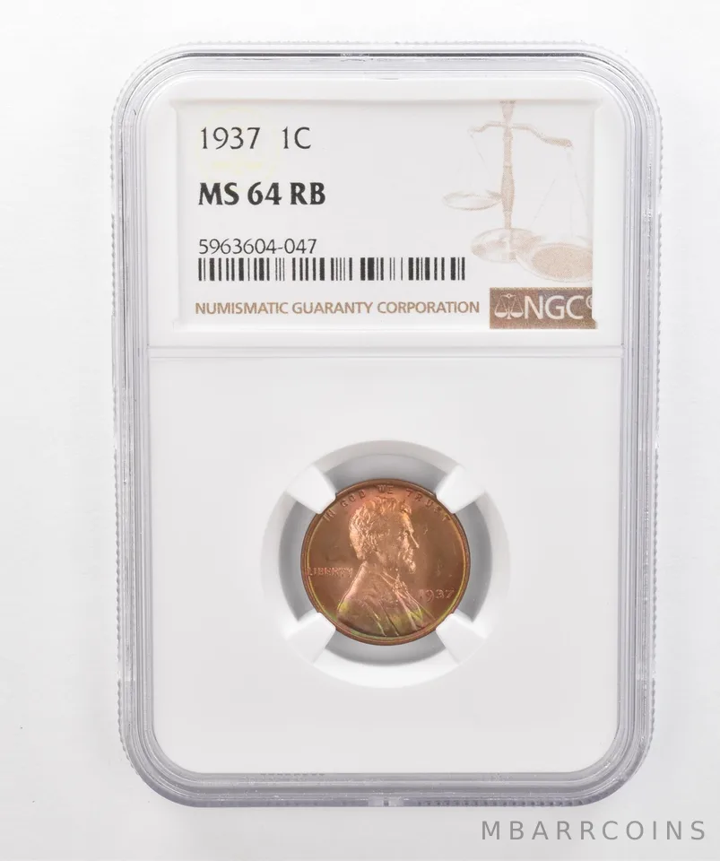 1937 Lincoln Wheat Cent MS64 RB NGC Beautiful Tone *2957
