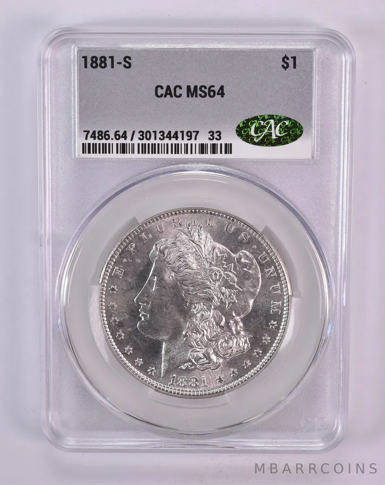 1881-S Morgan Silver Dollar MS64 CAC CACg