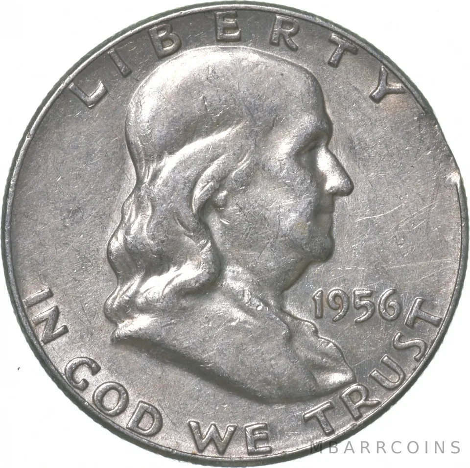 1956 Franklin Half Dollar Clip Error a2807