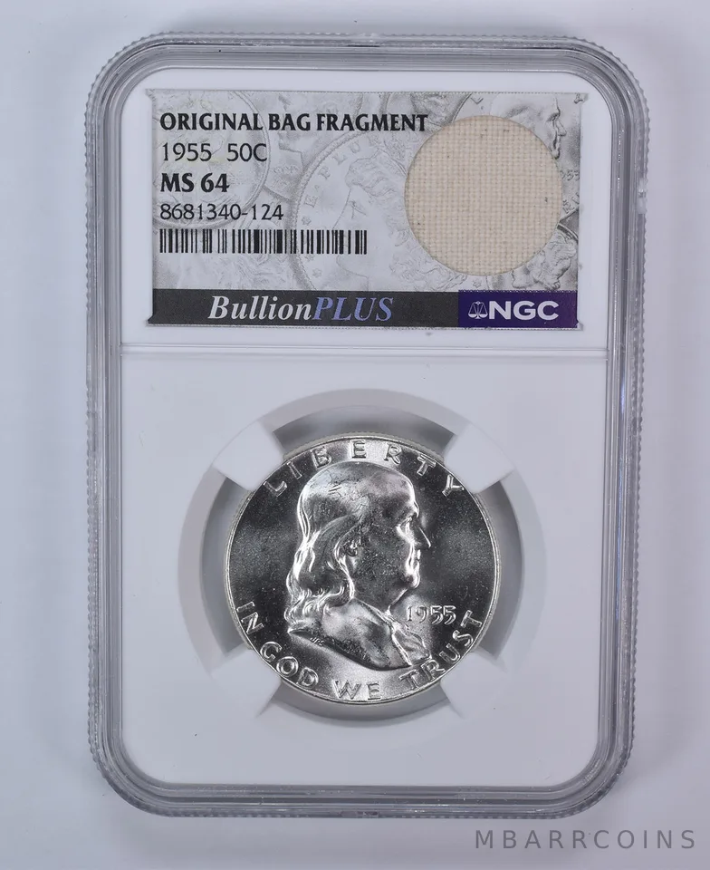 1955 Franklin Half Dollar Original Bag Fragment MS64 NGC