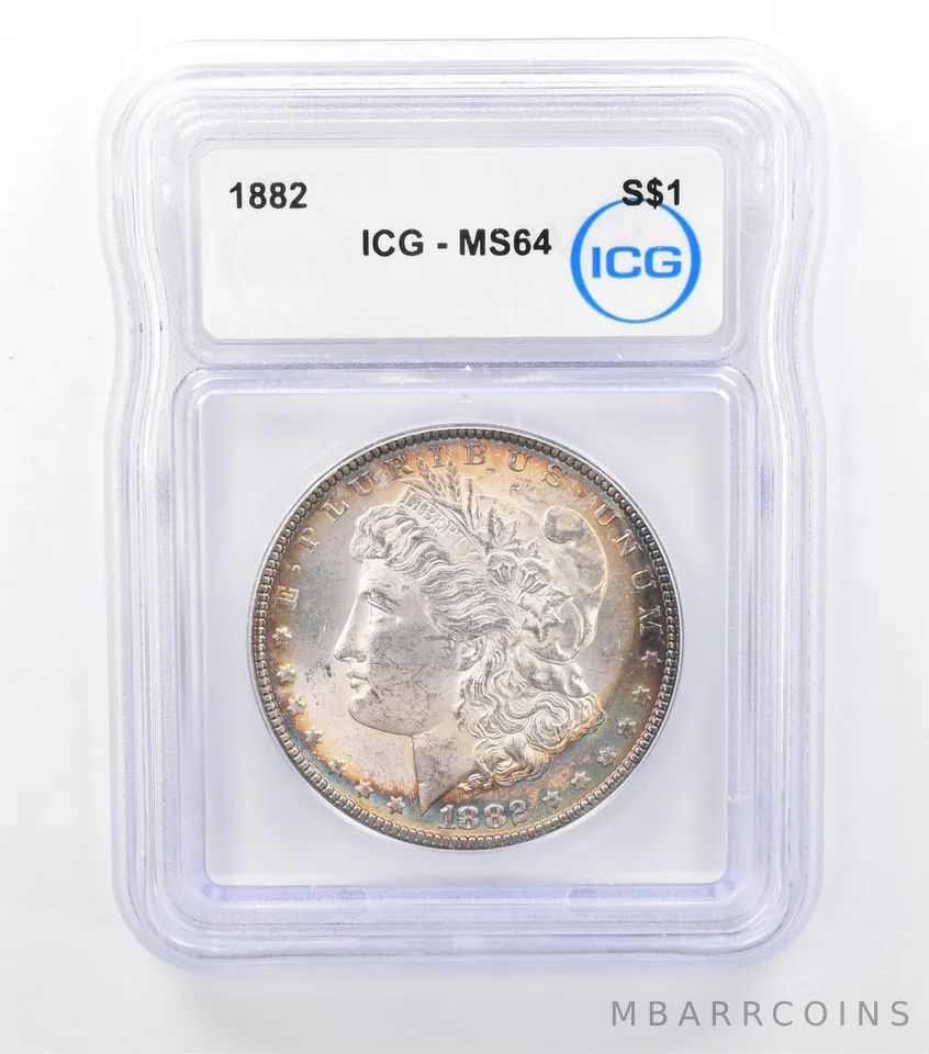 1882 Morgan Silver Dollar MS64 ICG Peripheral Tone *6567
