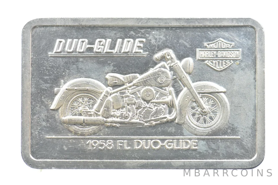 1.5 Oz Silver Bar Harley Davidson 1958 FL Duo-Glide a5341