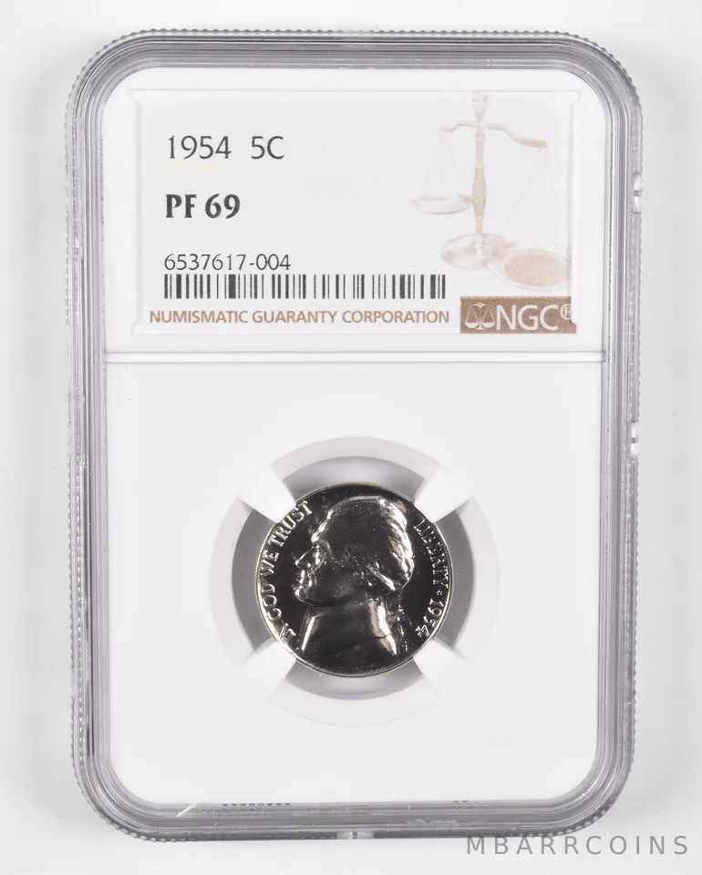 1954 Jefferson Nickel PF69 NGC PR Proof Brown Lbl