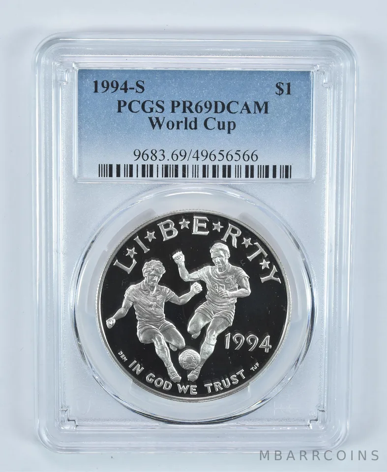 1994-S World Cup Soccer Commemorative Dollar PR69 DCAM PCGS Blue Label
