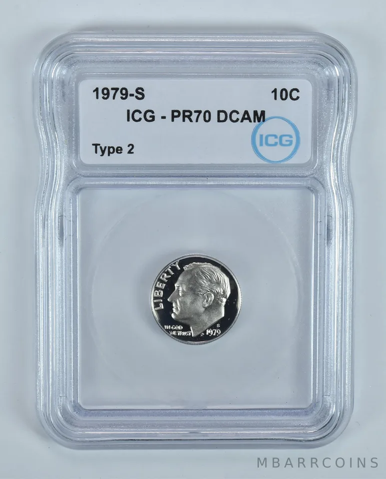 1979-S Roosevelt Dime Type 2 PR70 DCAM ICG