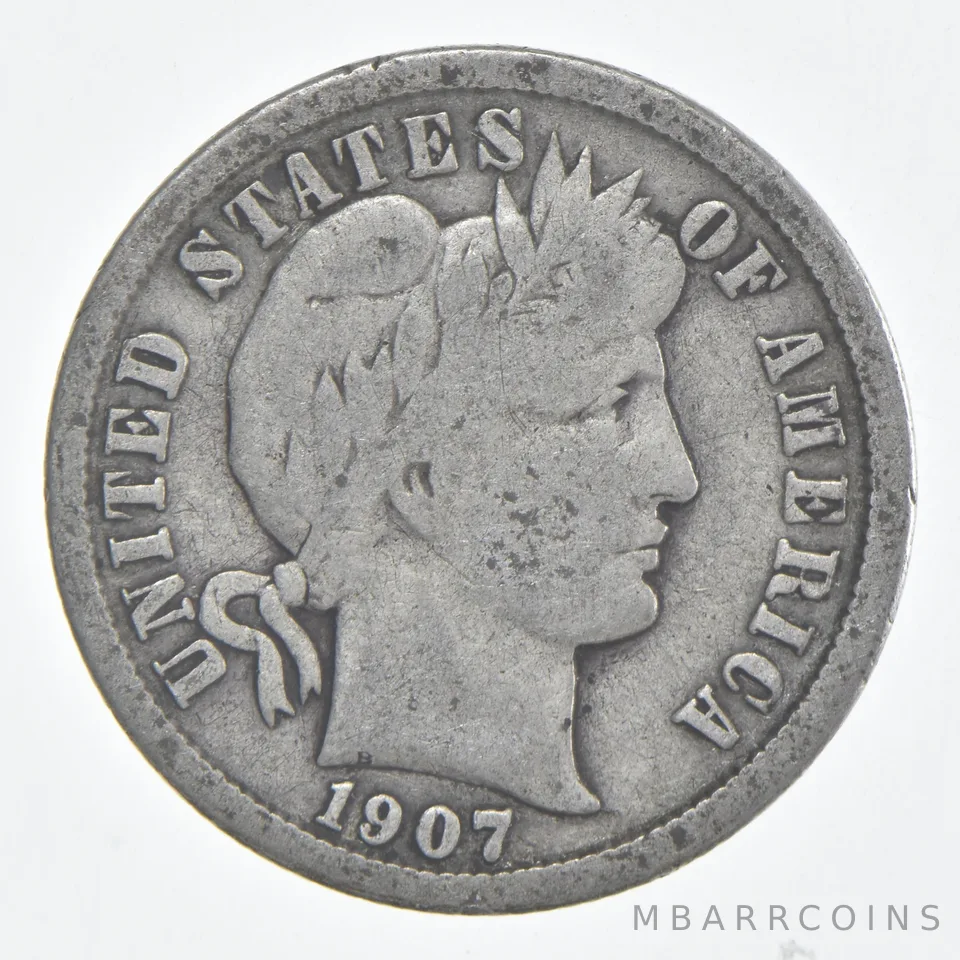 1907-O Barber Dime 90% Silver FINE Condition