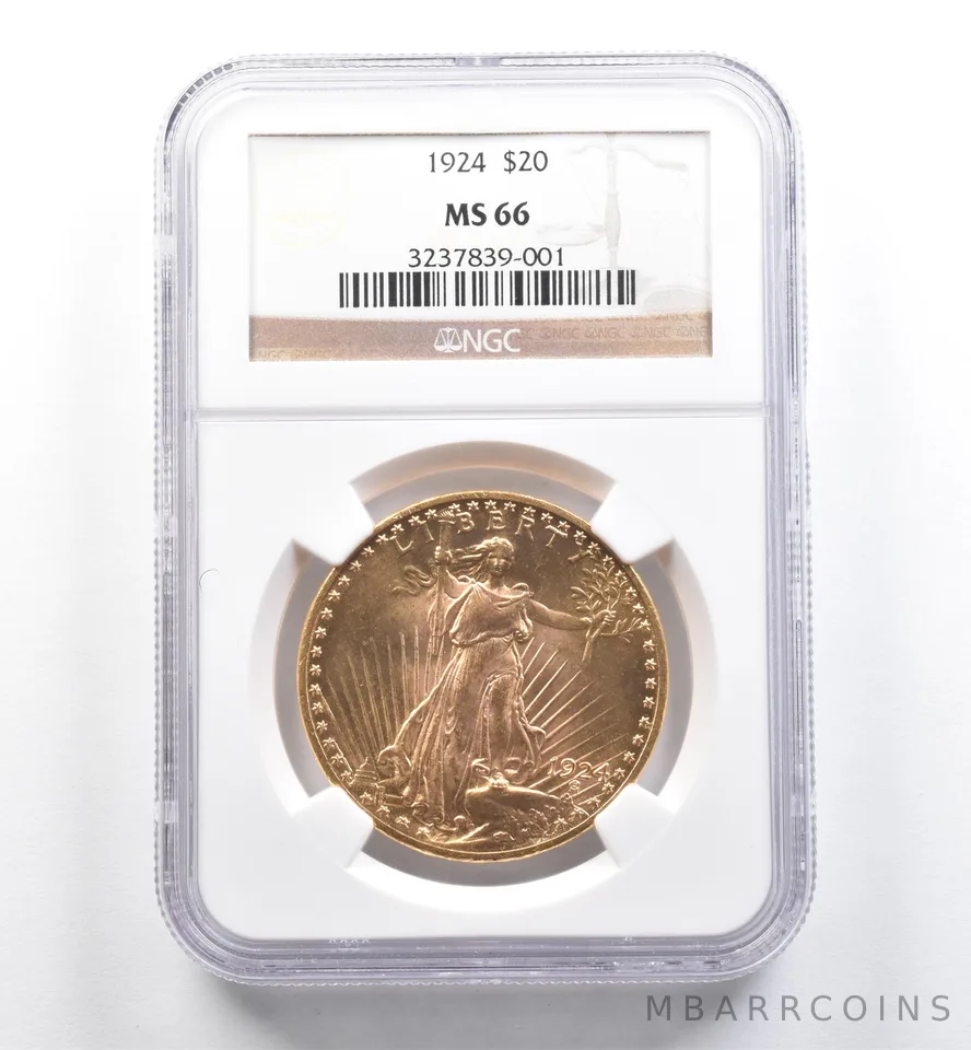 1924 $20 Saint Gaudens Gold Double Eagle MS66 NGC *6519
